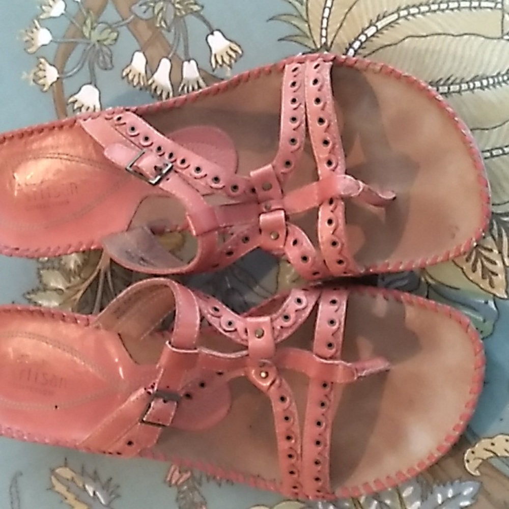 Clarks Pink Perforated Sandals - Picture 2 of 6
